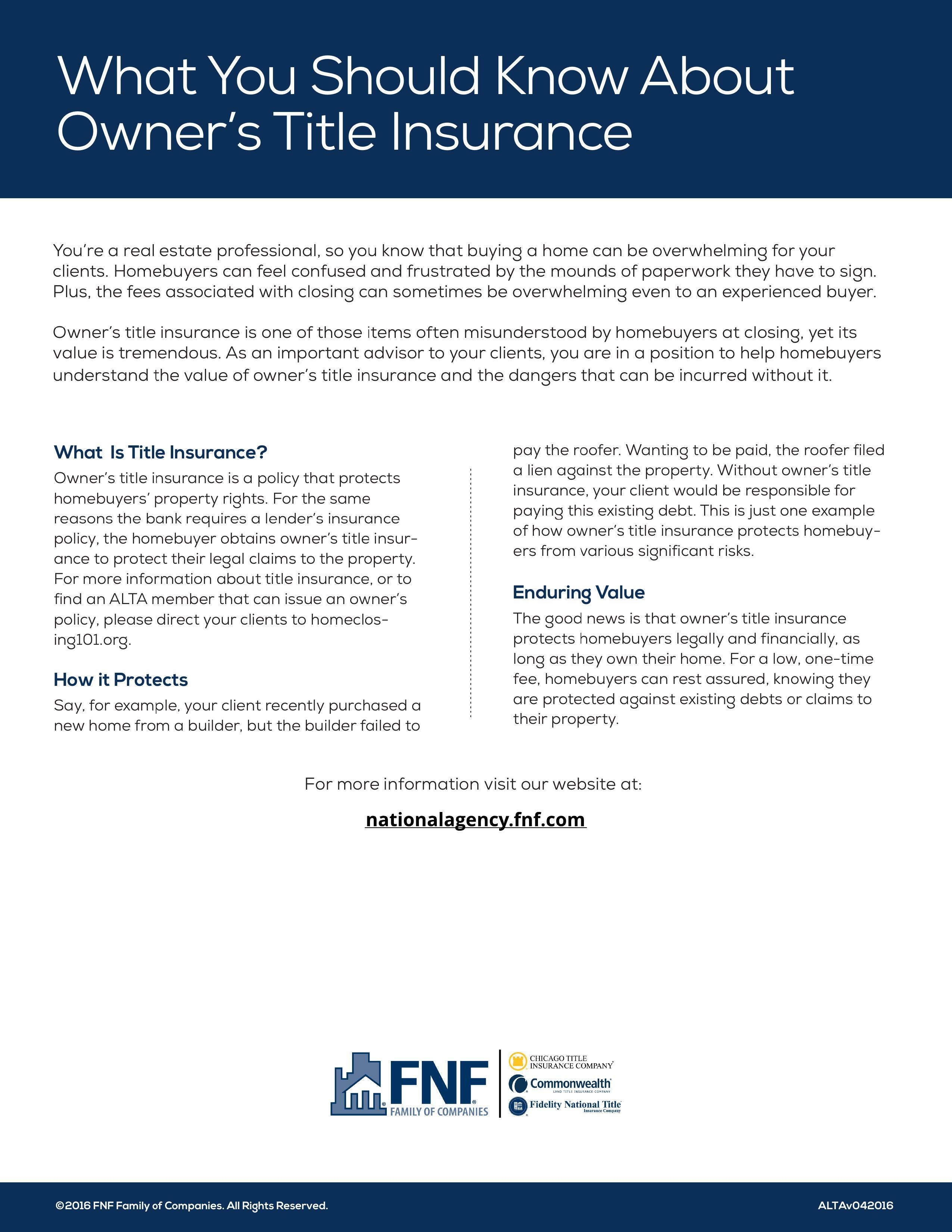 Owners title insurance